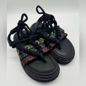 Farm Rio Black Rope Tie Flatform Sandal US Size 9
